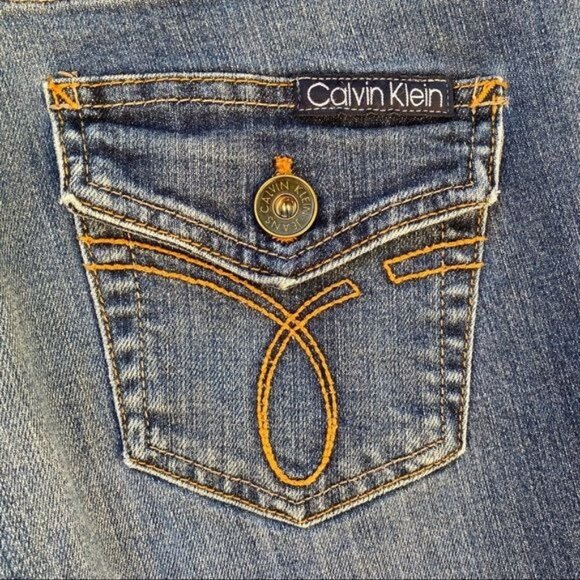 Calvin Klein Jeans Lean Boot Button Pockets Blue Jeans Size 27/4 - Picture 11 of 12